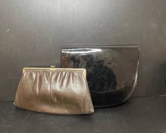Vintage Leather and Patent Kiss-Lock Evening Clutches