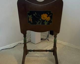 Vintage Magazine Rack with Hand-Painted Floral Decal