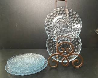 Anchor Hocking Bubble Glass Dessert Plates 