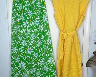 Vintage Daisy Mod Maxi Skirt and Yellow Sleeveless Dress