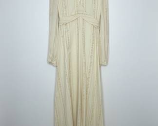 Vintage 1970s Floral Stripe Maxi Dress