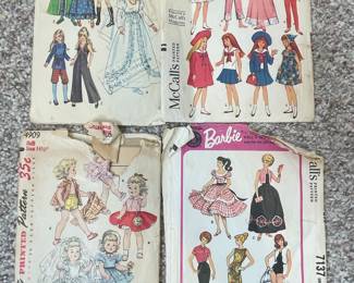Vintage Doll Clothes Sewing Patterns Lot (Simplicity, McCall's, Barbie)