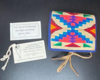 Viola Morris & Ida Blackeagle Nez Perce Corn Husk Coin Purse
