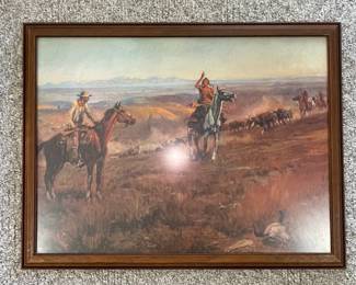 Western Scene Print by Frederic Remington - 'A Dash for the Timber'