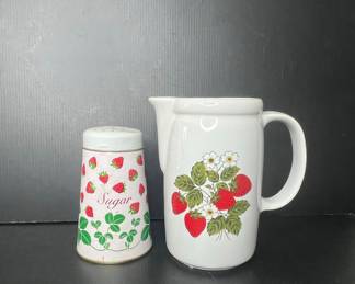 McCoy Strawberry Country Pitcher and Sugar Shaker