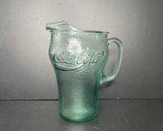 Vintage Coca-Cola "Pebble" Green Glass Pitcher