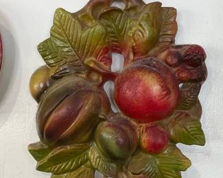 Vintage Chalkware Fruit Plaque