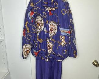 Vintage Nautical Print Silk Tracksuit