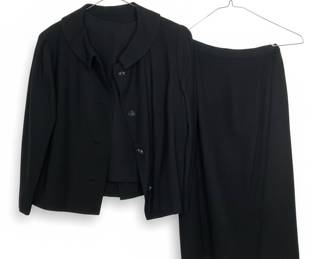 Vintage Black Wool Suit - Jacket and Skirt