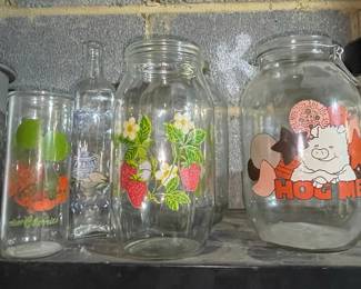Vintage Strawberry Shortcake Glass Jars and "HOG ME" Pig Jar