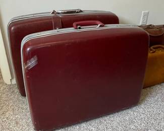 Vintage Burgundy Samsonite Hard-Shell Suitcases