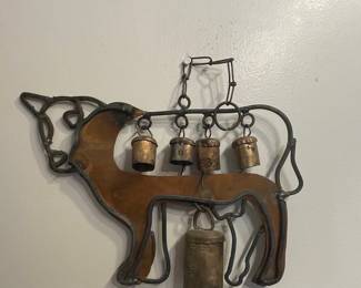 Rustic Metal Cow Wind Chime with Bells