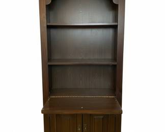 Vtg Dark Wood Bookcase with Drop-Front Desk