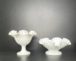 Vtg Hobnail Milk Glass