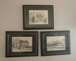 Framed Pencil Sketch Prints by Charles H. Overly