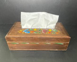 Hand-Painted Wooden Tissue Box Cover