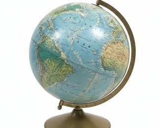 Vintage Replogle World Globe with Metal Stand