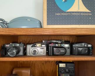 Assorted 35mm Point-and-Shoot Cameras: Vivitar, Canon, and TIME