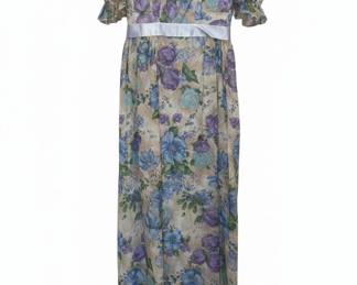 Vintage Floral Print Maxi Dress with Sash
