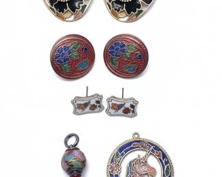 Vintage Cloisonné Enamel Jewelry Pieces