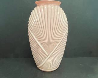 Vintage Art Deco Pink Glass Fan Vase