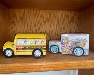 M&M's School Bus Tin and Animal Friends Ice Cream Truck Tin