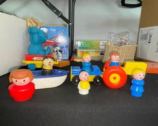 Vintage Fisher-Price Little People Sesame Street Cookie Monster Train & Tractor Set