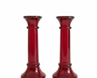 Indiana Glass Ruby Red Candle-lite Candlesticks #6222
