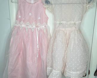 Bonnie Jean Pink Gingham and Polka Dot Dresses