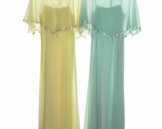 Vintage 1970s Formal Dresses with Capelet Sleeves