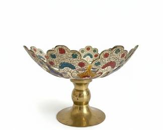Brass Meenakari Pedestal Bowl