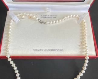 Madison Studio Cultured Pearl Necklace with Sterling Silver Clasp