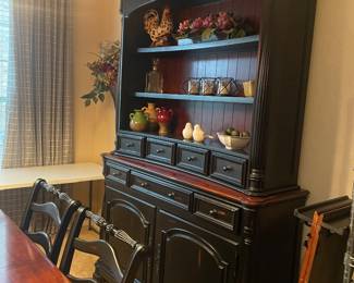 buffet/hutch that matches dinning table leaves are pictured to right of buffet