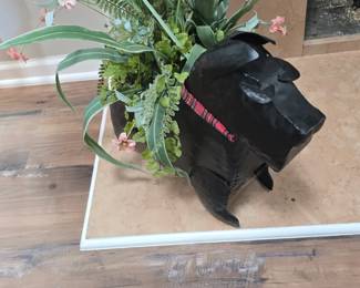 Metal Dog Art Planter