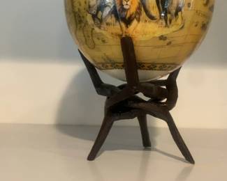 Decoupage African Safari Ostrich Egg with Stand
