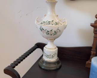 Vintage Ceramic Urn Table Lamp with Floral Design