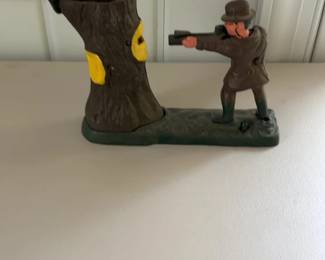 Vintage Cast Iron Bear Hunt Mechanical Bank