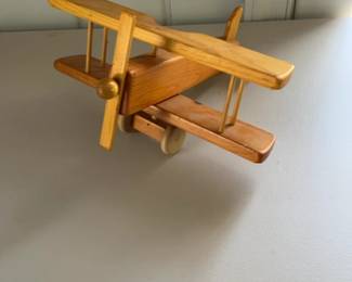 Vintage Handcrafted Wooden Biplane Toy
