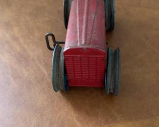 Vintage Tin Litho Wind-Up Tractor Toy with Driver