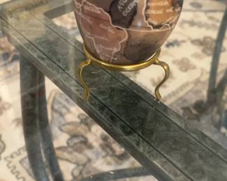 Natural Stone Globe Egg with Brass Stand