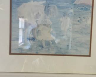 Framed Coastal Impressionist Beach Scene Art Print