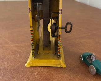 Vintage Tin Litho Wind-Up Race Car Track Toy