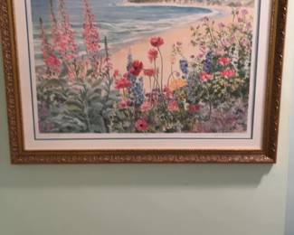 Ruth Basler Burn Framed Coastal Wildflower Landscape Print Signed & Numbered