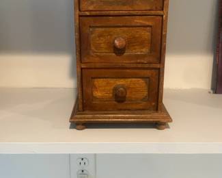 Vintage Hand-Crafted Wood 3-Drawer Miniature Chest