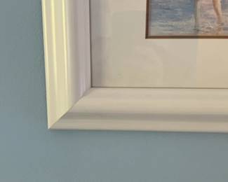 Framed Coastal Art Print - Children at the Beach