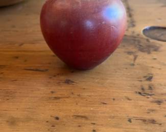 Vintage Hand-Carved Wooden Apple Decorative Set with Bowl