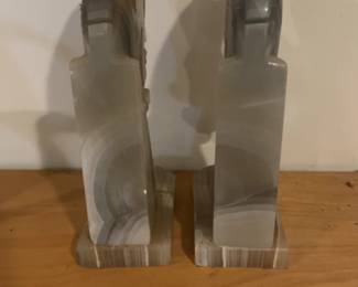 Hand-Carved Onyx Horse Head Bookends