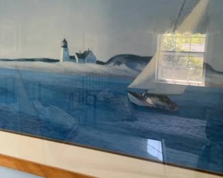 Framed Edward Hopper Coastal Sailboat Landscape Print