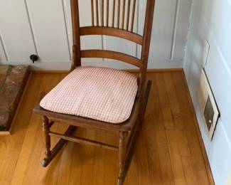 Vintage Spindle Back Wooden Rocking Chair