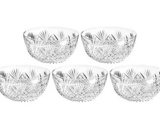 Set Of Five Cut Glass Bowls